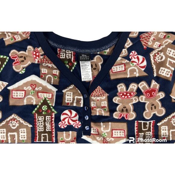 Disney Mickey Mouse Gingerbread House Two-Piece Pajama Set Sleepwear Womens 3X - Picture 3 of 11